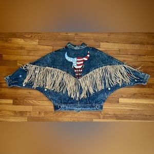 🤠Fringe Denim Western Jacket💃🏼  ~Large
